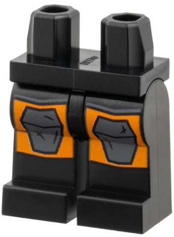 Hips and Legs with Dark Bluish Gray Hexagonal Panels on Orange Squares Pattern: {черен}