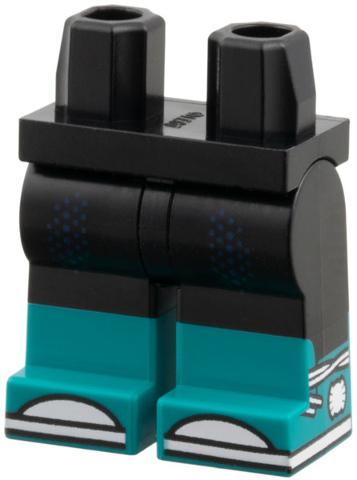 Hips and Legs with Molded Dark Turquoise Lower Legs / Boots and Printed Dark Blue Dots, White Toes, Soles and Laces Pattern: {черен}
