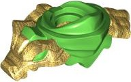 Minifigure Armor Shoulder Pads and Scarf with Molded Pearl Gold Dragon Head, Tail and Scabbard for 2 Katanas Pattern: {ярко зелен}
