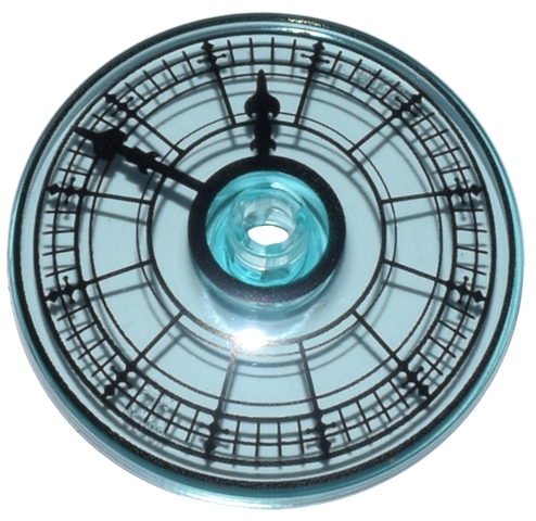 Dish 4 x 4 Inverted (Radar) with Open Stud with Black Clock Face Pattern: {прозрачно светло син}