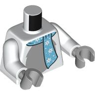 Torso with Light Bluish Gray Fur and Medium Azure Scarf with Snowflakes, Tail on Back Pattern / White Arms / Light Bluish Gray Hands: {бял}