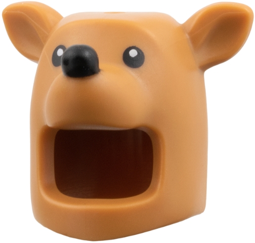 Minifigure, Headgear Head Cover, Costume Reindeer, Hole on Top with Black Eyes and Nose Pattern: {умерен нуга}