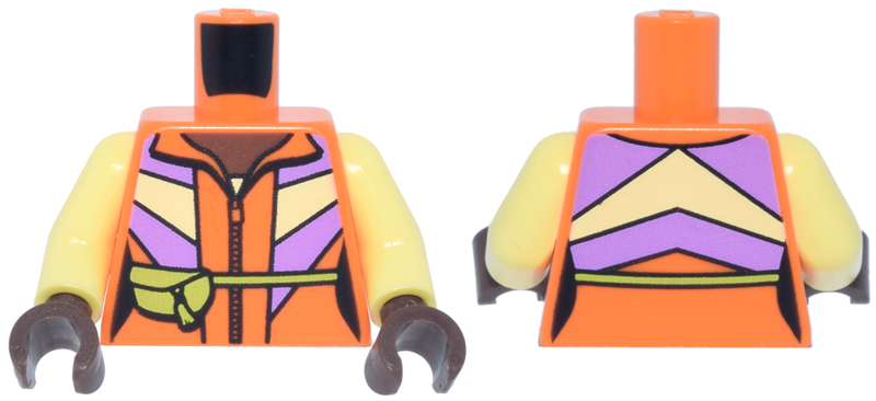 Torso Female Jacket with Zipper, Medium Lavender and Bright Light Yellow Panels, Lime Pouch, Umber Neck Pattern / Bright Light Yellow Arms / Umber Hands: {ярко оранжев}