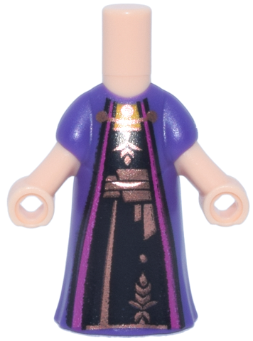 Micro Doll, Body with Molded Dark Purple Dress and Printed Magenta Robe Trim over Black Dress with Copper Clasp, Grain and Sash Pattern: {светло нуга}