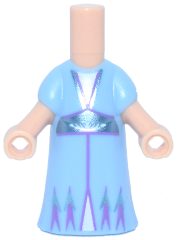 Micro Doll, Body with Molded Bright Light Blue Dress and Printed Metallic Light Blue and Medium Lavender Trim with Center Line, White Triangular Panels and Half Snowflake Pattern: {светло нуга}