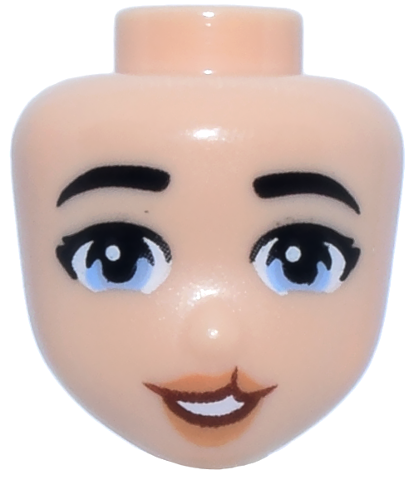 Mini Doll, Head Friends with Black Eyebrows, Bright Light Blue Eyes, Nougat Lips and Reddish Brown Open Mouth Smile with Cleft Lip Pattern: {светло нуга}