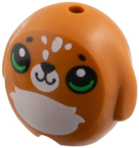 Minifigure, Utensil Pillow Plush Toy with Reindeer Face with Black Mouth, Nose and Eyes with Bright Green Glints, White Spots, Muzzle and Tummy Pattern: {тъмно оранжев}