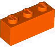 BRICK 1X3: {червеникаво-оранжев}