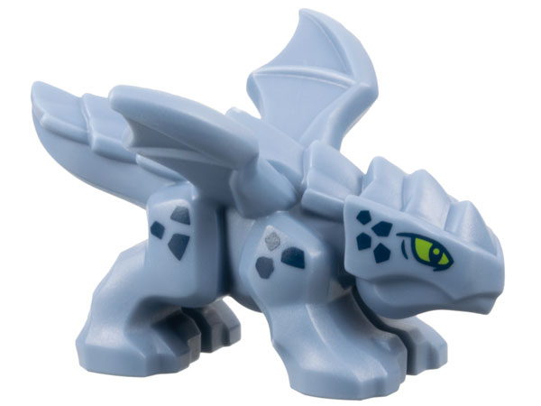 Dragon, Baby with 4 Feet and Open Wings with Lime Eyes and Dark Blue Scales Pattern (Riyu): {пясъчно син}