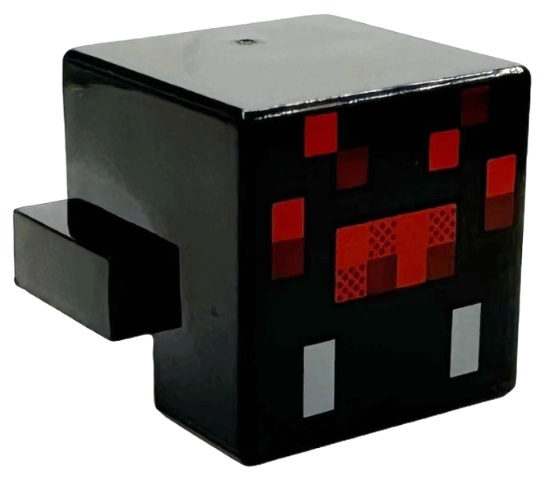 Creature Head Pixelated with Red and Dark Red Face and Light Bluish Gray Fangs Pattern (Minecraft Spider): {черен}