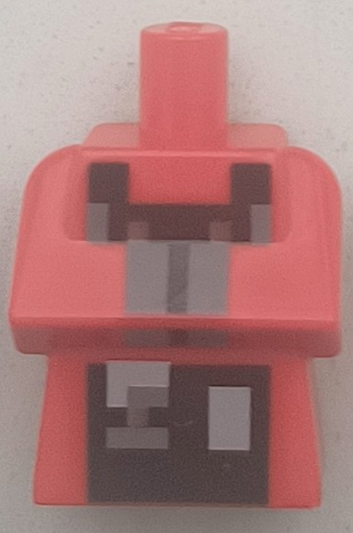 Torso, Modified Long with Folded Arms with Pixelated Black, Dark Bluish Gray, Light Bluish Gray and Reddish Brown Minecraft Mason Villager Pattern: {ярко червен}