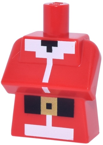 Torso, Modified Long with Folded Arms with Pixelated Robe, White Fur Collar and Trim, Black Belt and Neck, Gold Buckle Minecraft Villager Pattern: {ярко червен}