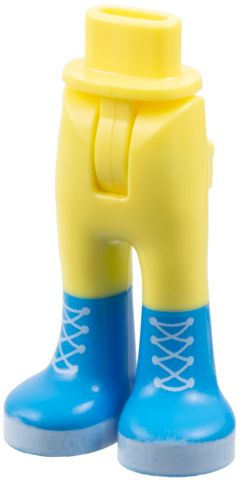 Mini Doll Hips and Trousers with Back Pockets with Molded Dark Azure Lower Legs / Boots and Printed White Laces Pattern - Thin Hinge: {студено жълт}