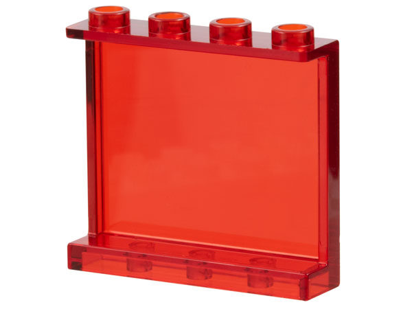 Panel 1 x 4 x 3 with Side Supports - Hollow Studs: {прозрачно червен}