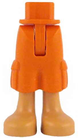 Mini Doll Hips and Trousers Cropped Large Pockets with Molded Nougat Legs and Printed Black Dolphin Tattoo on Back of Right Leg Pattern - Thin Hinge: {червеникаво-оранжев}