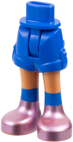 Mini Doll Hips and Shorts Folded Hem with Molded Nougat Legs and Printed Metallic Pink Shoes with Blue Socks Pattern - Thin Hinge: {ярко син}