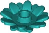 Plant Flower 2 x 2 Round with 16 Petals (Sunflower) with Open Stud: {ярко синьо-зелен}