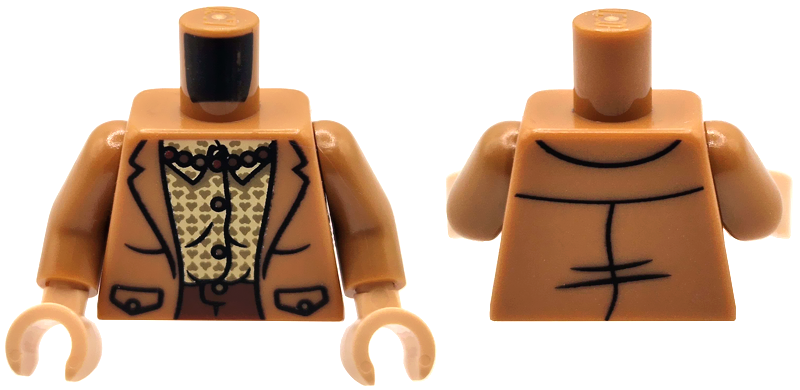Torso Jacket with Pockets, Tan Shirt with Dark Tan Hearts and Buttons, Pearl Necklace, Reddish Brown Pants Pattern / Medium Nougat Arms / Light Nougat Hands: {умерен нуга}