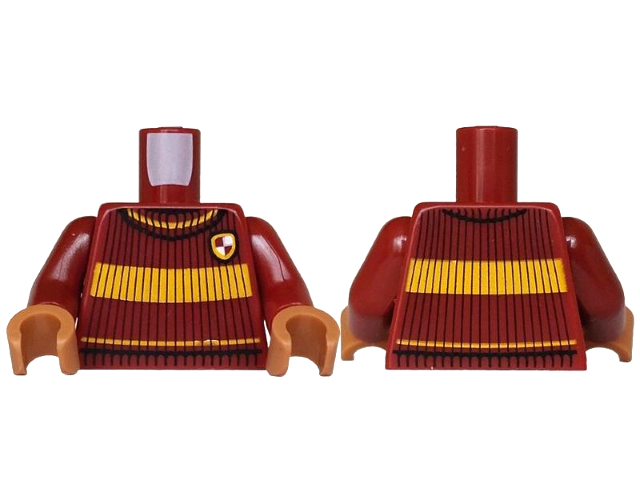 Torso Knit Sweater with Yellow Stripes and Gryffindor Shield Pattern / Dark Red Arms / Medium Nougat Hands: {нов тъмно червен}
