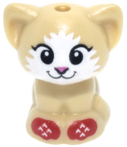 Cat, Friends Style, Baby Kitten, Sitting with Black Eyes, Dark Pink Nose, and White Fur and Red Holiday Socks/Mittens Pattern: {тухлено жълт}