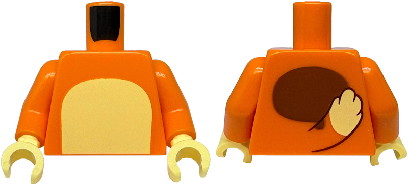 Torso with Bright Light Yellow Stomach, Tail and Dark Orange Oval on Back Pattern / Orange Arms / Bright Light Yellow Hands: {ярко оранжев}