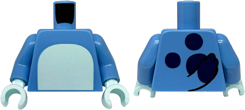 Torso with Light Aqua Stomach, Dark Blue Spots and Tail on Back Pattern / Medium Blue Arms / Light Aqua Hands: {умерено син}