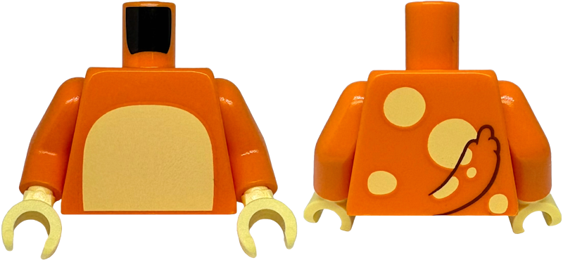 Torso with Bright Light Yellow Stomach, Tail and Spots on Back Pattern / Orange Arms / Bright Light Yellow Hands: {ярко оранжев}