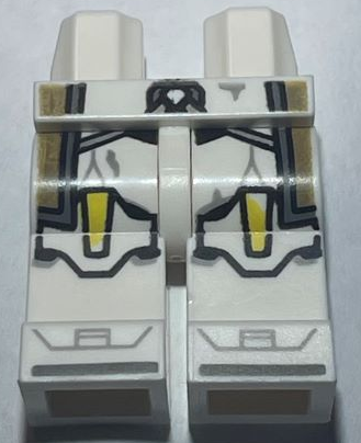 Hips and Legs with SW Clone Trooper Armor, Light Bluish Gray Markings and Straps, Dark Tan Kama and Yellow Knee Pads Pattern: {бял}