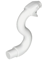 Snake Head with Open Mouth, Fangs and Curved Neck with Bar: {бял}