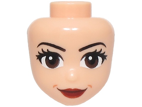 Mini Doll, Head Friends with Black Eyebrows and Eyelashes, Dark Brown Eyes and Mouth, Dark Red Lips, Medium Nougat Dimples, Grin Pattern: {светло нуга}