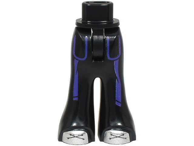 Mini Doll Hips and Trousers Bell-Bottoms with Dark Purple Pockets Outlines and Belt Ends, Silver Shoes with Laces Pattern - Thin Hinge: {черен}