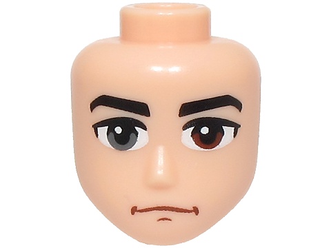 Mini Doll, Head Friends Male Large with Black Eyebrows, Reddish Brown and Dark Bluish Gray Eyes, Reddish Brown Chin Dimple and Mouth, Slight Frown Pattern: {светло нуга}