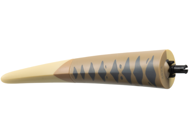 Dinosaur Tail Tyrannosaurus rex / Brachiosaurus with Black Rotation Joint Pin and Dark Tan Top with Dark Bluish Gray Stripes Pattern: {тухлено жълт}