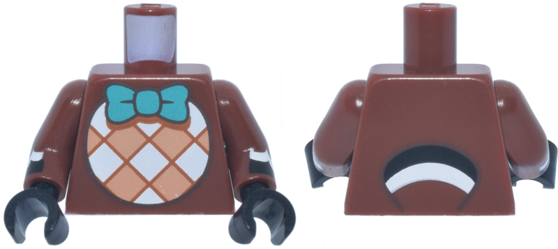 Torso Dark Turquoise Bow Tie, White and Medium Nougat Checkered Circle, Black and White Tail on Back Pattern / Reddish Brown Arms with Black and White Scallop Cuffs Pattern / Black Hands: {червеникаво-кафяв}