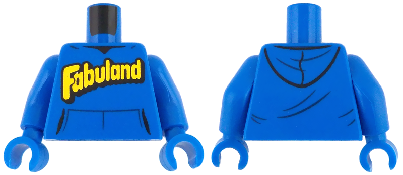 Torso Hoodie with Kangaroo Pocket and Yellow and Black Fabuland Logo Pattern / Blue Arms / Blue Hands: {ярко син}