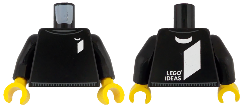Torso Sweater with Dark Bluish Gray Trim and White LEGO Ideas Logo Pattern / Black Arms / Yellow Hands: {черен}