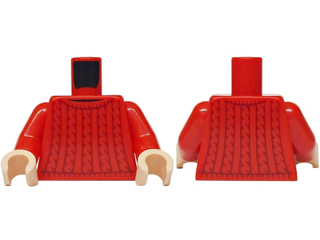 Torso Sweater with Dark Red Knit Pattern / Red Arms / Light Nougat Hands: {ярко червен}