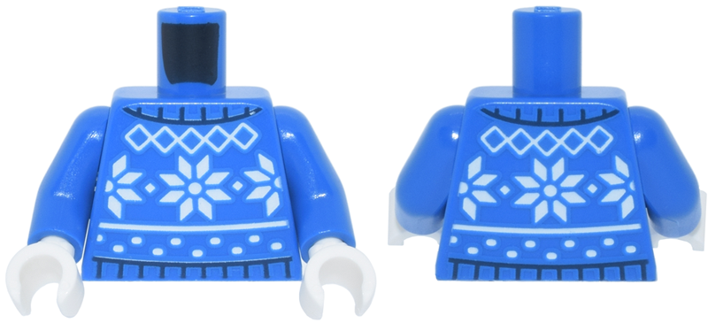 Torso Sweater with Black Neck and Waistband and White Fair Isle Pattern / Blue Arms / White Hands: {ярко син}