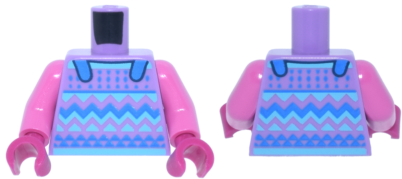 Torso Sweater Top with Blue Straps and Medium Azure Fair Isle Pattern / Dark Pink Arms / Magenta Hands: {умерено лавандулов}