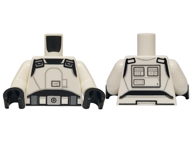 Torso SW Armor ISB, Belt with Dark Silver Pouches and Silver Buckle, Shoulder Belts with Buckles and Black Panel Pattern / White Arms / Black Hands: {бял}