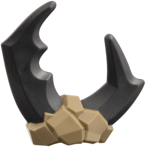 Minifigure, Headgear Stone with Large Molded Pearl Dark Gray Pincers Pattern: {пясъчно жълт}