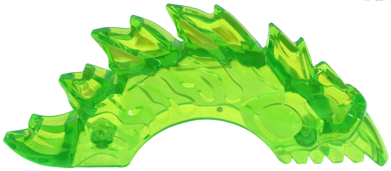 Power Burst, Curved with Monster Head and Jagged Spines: {прозрачно ярко зелен}