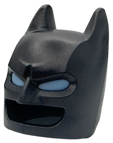 Minifigure, Headgear Mask Batman Cowl with Molded Bright Light Blue Eyes Pattern: {титаниево метален}