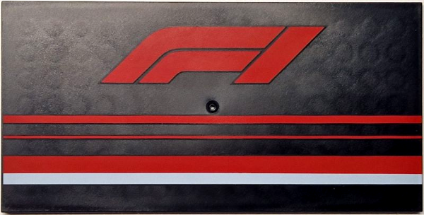 Tile 8 x 16 with Bottom Tubes, Textured Surface with Formula 1 Logo Stylized 'F1', Red and White Stripes Pattern: {черен}
