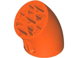 Brick, Round 3 x 3 D. 45 degrees Elbow with Axle Holes: {червеникаво-оранжев}