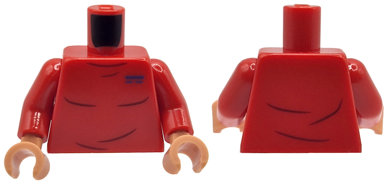 Torso Crew Neck Shirt with Dark Red Creases and Blue Name Tag Pattern / Red Arms / Nougat Hands: {ярко червен}