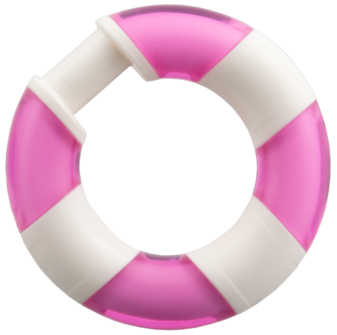 Minifigure, Utensil Life Preserver with Molded Trans-Dark Pink Sections Pattern: {бял}