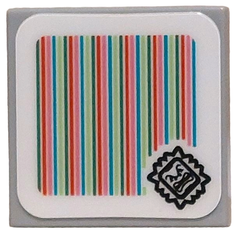 Tile 2 x 2 with Super Mario Scanner Code Thwomp Pattern (Sticker) - Set 72043: {умерено каменно сив}