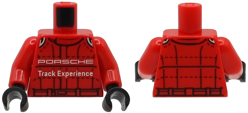 Torso Racing Suit with Black Stitching, Silver Shoulder Trim and White 'PORSCHE Track Experience' Pattern / Red Arms / Black Hands: {ярко червен}