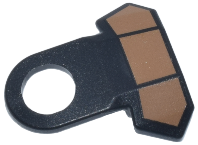 Minifigure Armor Pauldron Plastic Angled with Medium Nougat Panels Pattern: {черен}
